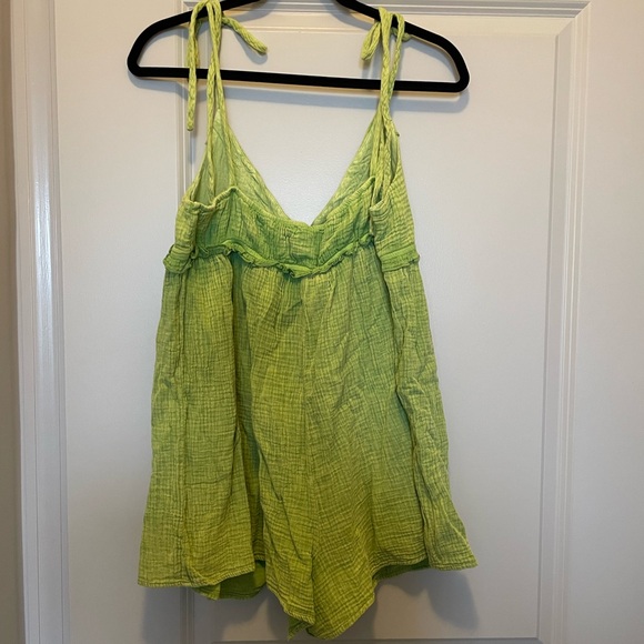 Grey Bandit Blue Blush Lime Ruffled Cami Romper - Picture 5 of 7